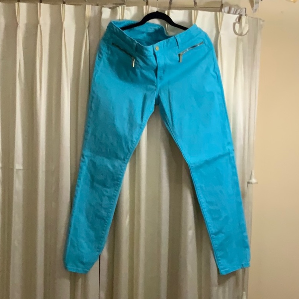 Michael Kors size 14 aqua denim. Zipper front pockets. Like new.
